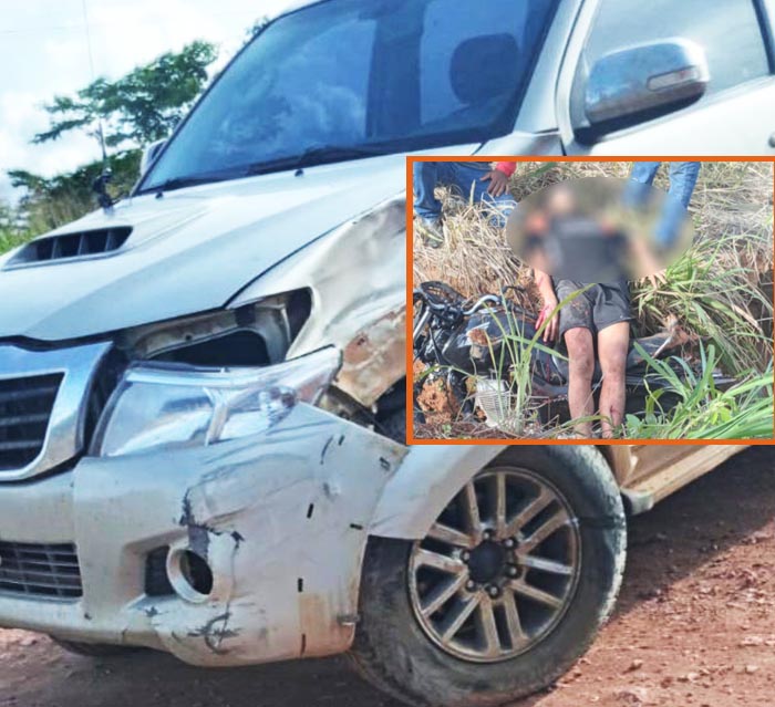 Menor fica ferido em acidente envolvendo moto e caminhonete em rodovia do Nortão