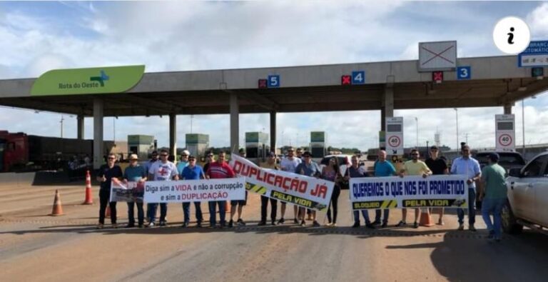 Caminhoneiros param a BR-163 em protesto em Cuiabá e Lucas do Rio Verde